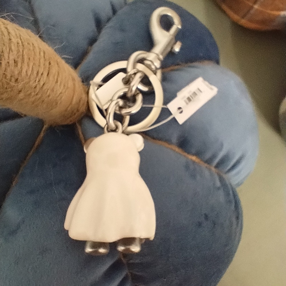 Coach Halloween Ghost Bear Pumpkin Charm Key Chain Fob Bag Accessory NWT - Picture 2 of 4